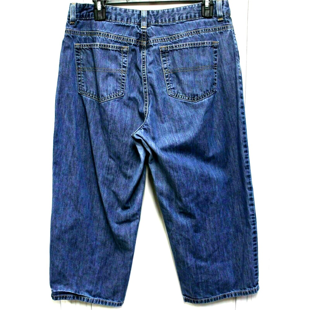 L‎ L Bean Women Jeans Size 12 33x22 Petite Denim Capris Cropped Blue Camping